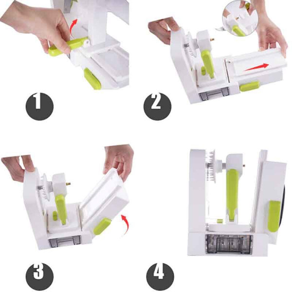 4 blade grøntsagsspiralizer Folding Veggie Spiral Slicer white 24*10.5*17cm