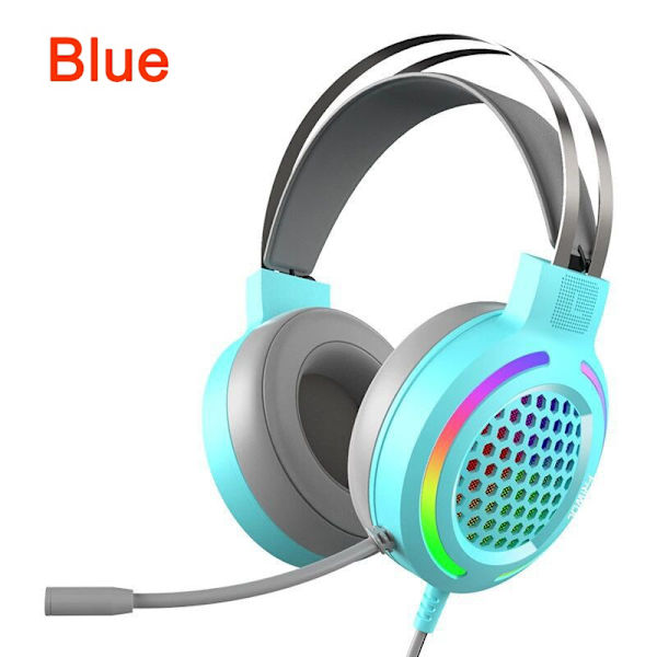 7.1 USB RGB LED Light Gamer Headset Hörlurar för PS4 PS5 Fifa bule