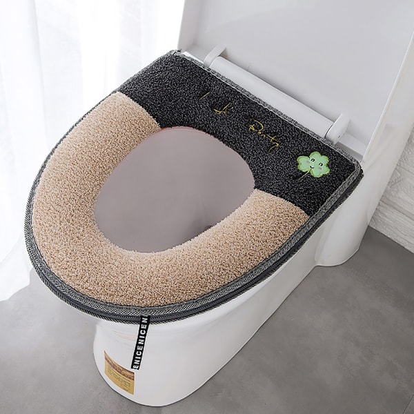 Husholdnings blødt vaskbart toiletsædebetræk Mat black+gray 43*37cm
