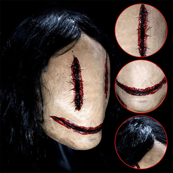 Halloween kvindelig spøgelsesmaske Horror Latex Skræmmende festmaske Rotten Mouth Zombie Length: ≈ 30cm