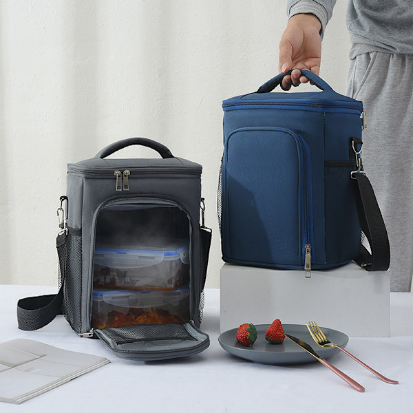 Hög kapacitet vattentät Oxford tyg lunchpåse blue 19*23*28cm