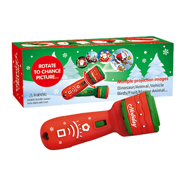 Jultomten Julgran Ficklampa Projektor Torch Lamp Toy red 4x11.5cm