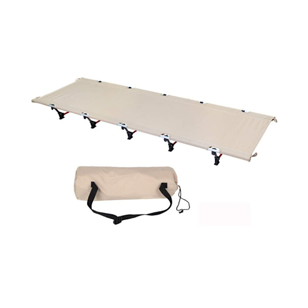 Bærbar sammenfoldelig campingseng Enkeltperson udendørs strandseng Khaki 190 * 64 * 14cm