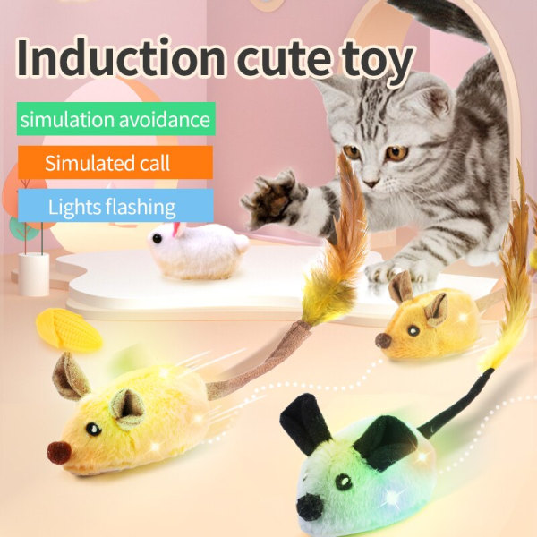 Interaktiv Random Walking Simulation Mus Vibrationssensor Killing Kæledyr Kat Plyslegetøj white rabbit