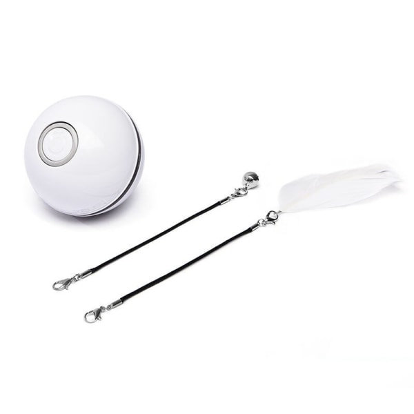 Automatisk Smart Cat Toy Ball Catnip USB-opladning Farverig LED white 2.4inch(diameter)