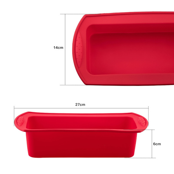 Rektangulært Silikone Bage Candy Brød Bageværktøj DIY Køkkenudstyr Kage Bagegrej Pan Red