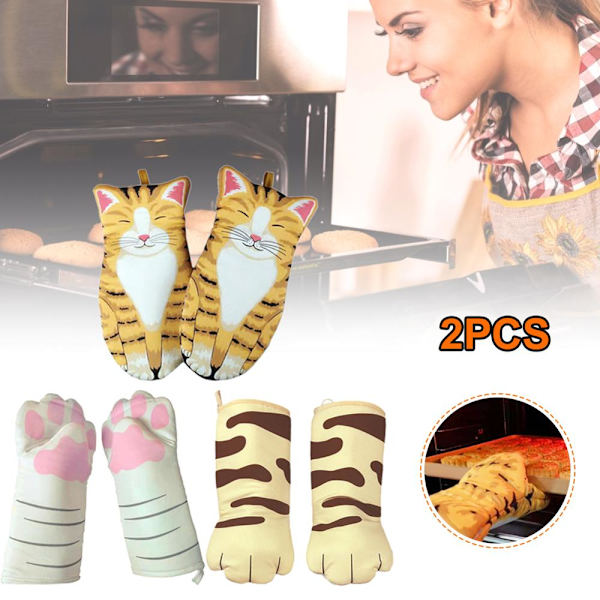 Sarjakuva Cat Paws lämmönkestävät mikroaaltouunikäsineet yellow 30*13CM