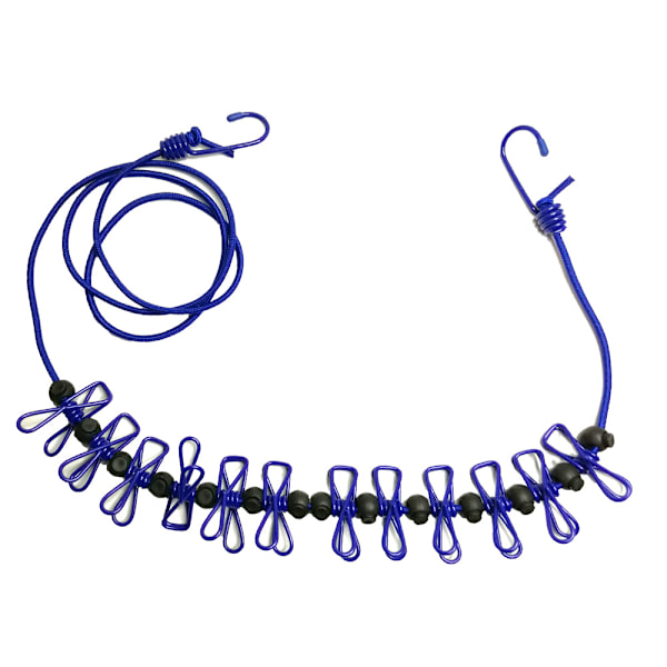Udendørs camping skridsikker stretch tøjsnor med 12 klips black 12pcs