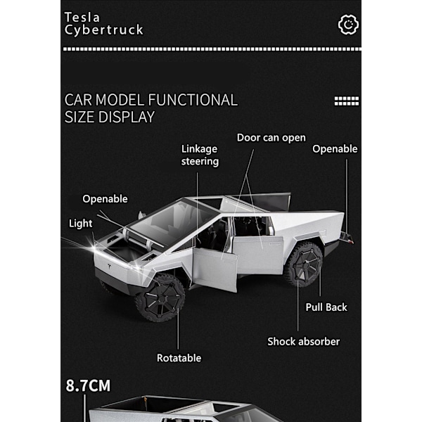 Pickup Legering Bilmodel Diecasts Metal Legetøj gray 23*8.5*8.7cm