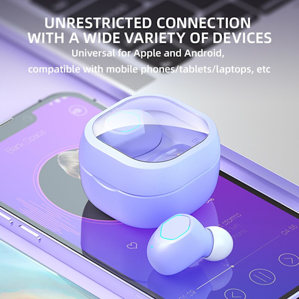 Trådløse Bluetooth 5.3-øretelefoner Sports-øretelefoner Headset purple