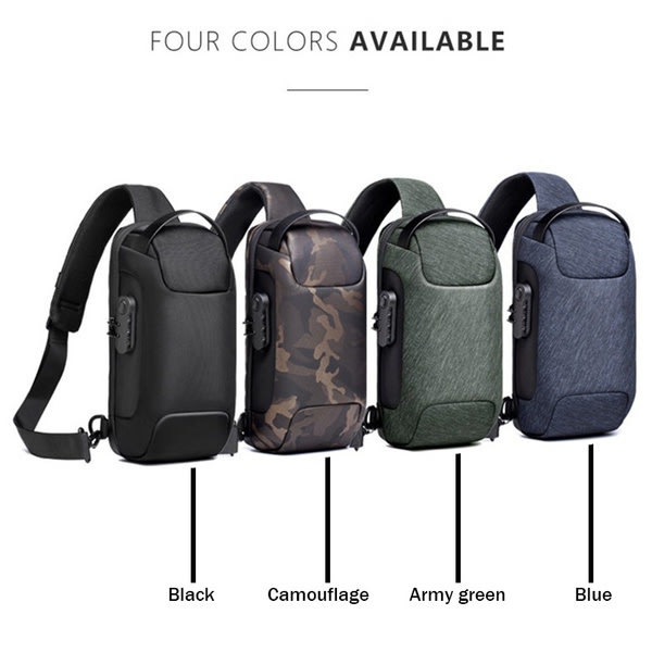 Vattentät USB Oxford Crossbody-väska för män Stöldskyddad axel för män Camouflage