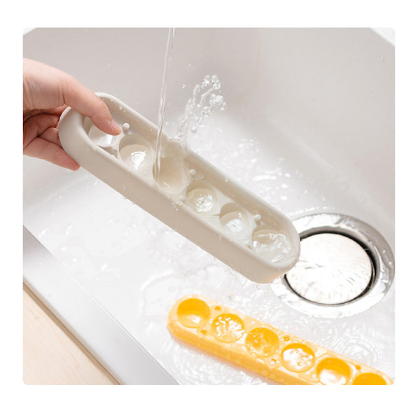 6 Grids Ice Cube Bakke Med Låg Rund Ice Ball Maker Form yellow-gray 22*5.5*3cm