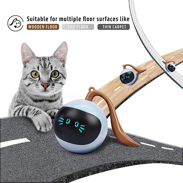Färgglada LED självroterande boll Smarta interaktiva kattleksaker yellow diameter 48mm