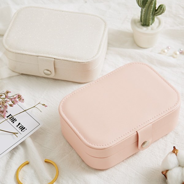 PU smykker bærbar rejse halskæde øreringe opbevaringsboks pink 16.5x11.5x5.5cm