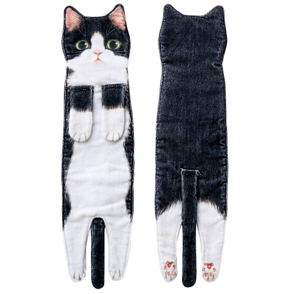 rolig katt handduk kök badrum handduk boll black white cat