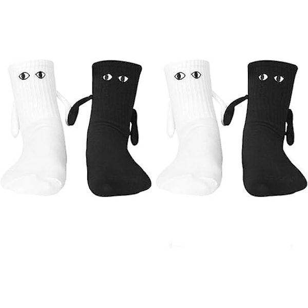 Hånd i hånd-strømper venskabsstrømper magnetiske strømper håndholdte venskabsstrømper sjove 3D-dukkeparstrømper 1 Pairs white 1 Pairs black