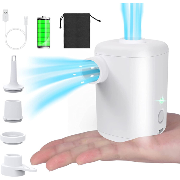 Mini elektrisk luftpump uppblåsbar simring white