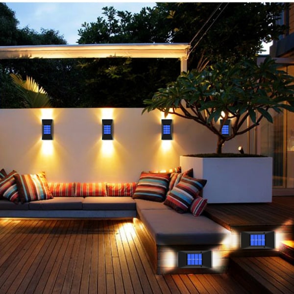 Ulkouima aurinkolamppu LED-aurinkovalo Wall Street Light Lamp Garden Warm White 1PC