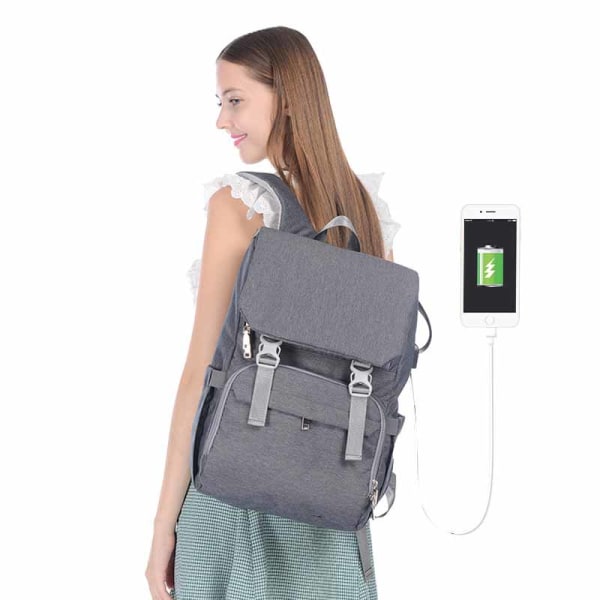 Multifunktionell uppladdningsbar ryggsäck med stor kapacitet light grey