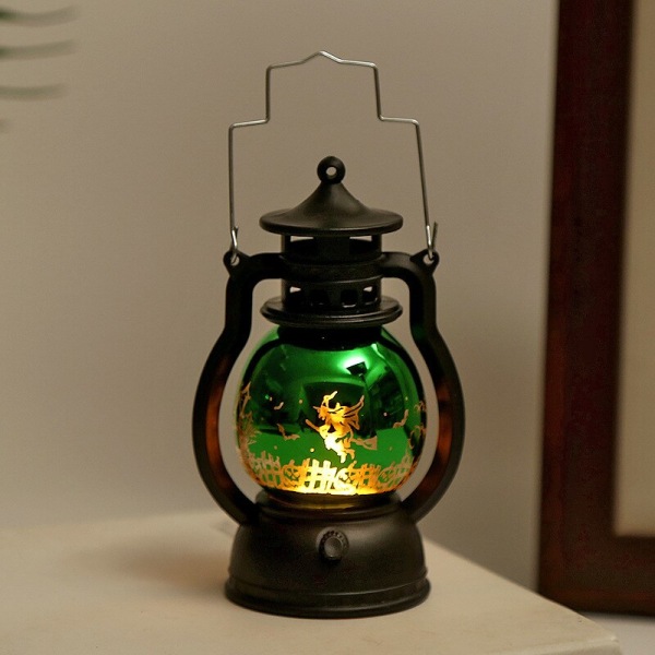 Retro LED Nattljus Elektrisk Lampa Halloween Dekoration green 8*15.5cm