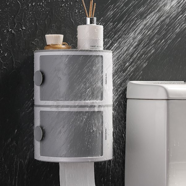 Seinään kiinnitettävä kylpyhuoneen pehmopaperilaatikon säilytysteline gray 2pcs