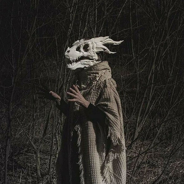 Dragon Mask Movable Jaw Dino Mask Liikkuva Dinosaur Decor Mask white 45*22*22㎝