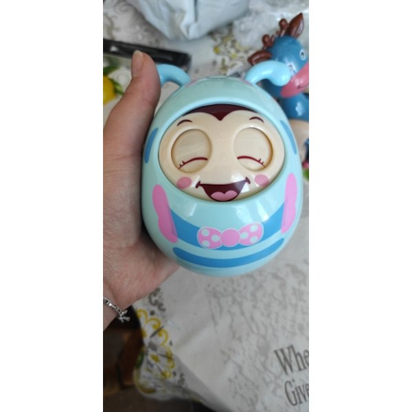 Baby tumlare roly-poly bee silikonleksaker blue