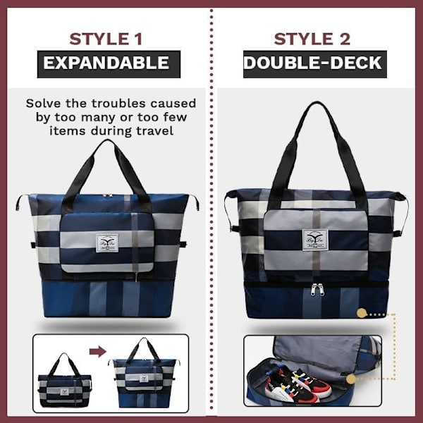 Vandtæt foldbar højkapacitets duffeltaske 24" darkblue