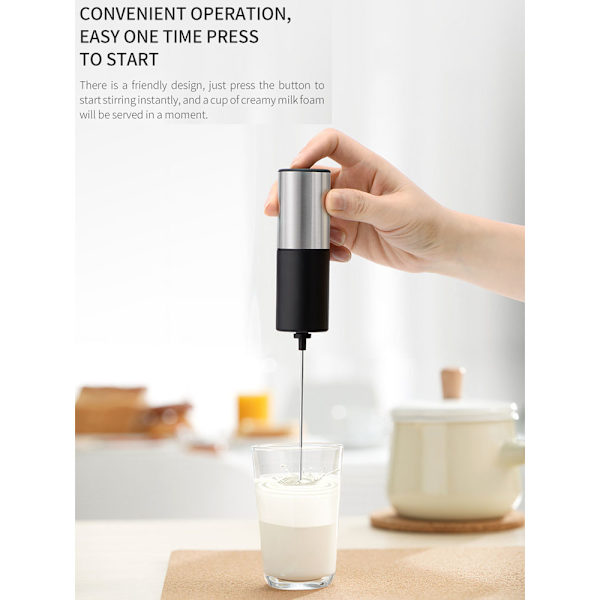 Mælkeskummer til kaffe Håndholdt Elektrisk black 35*214mm