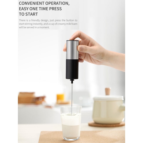 Mjölkskummare för kaffe Handhållen Elektrisk black 35*214mm