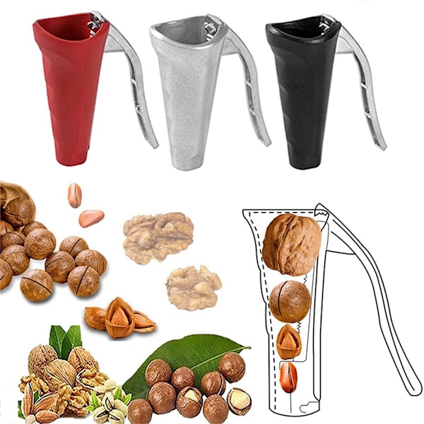 Nötter Cracker Clip Tool Valnötsöppnartång för att öppna valnötter Gadget silver
