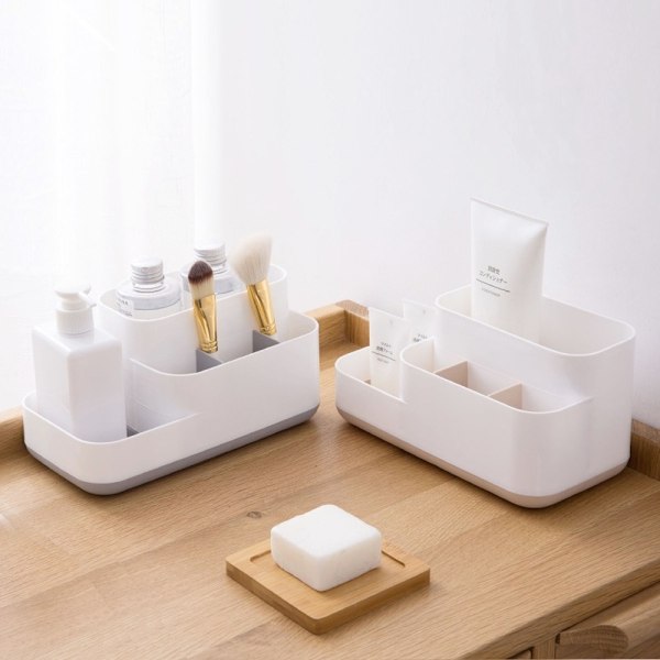Makeup Organizer Box Kosmetisk förvaringslåda white+gray 23x13x12cm
