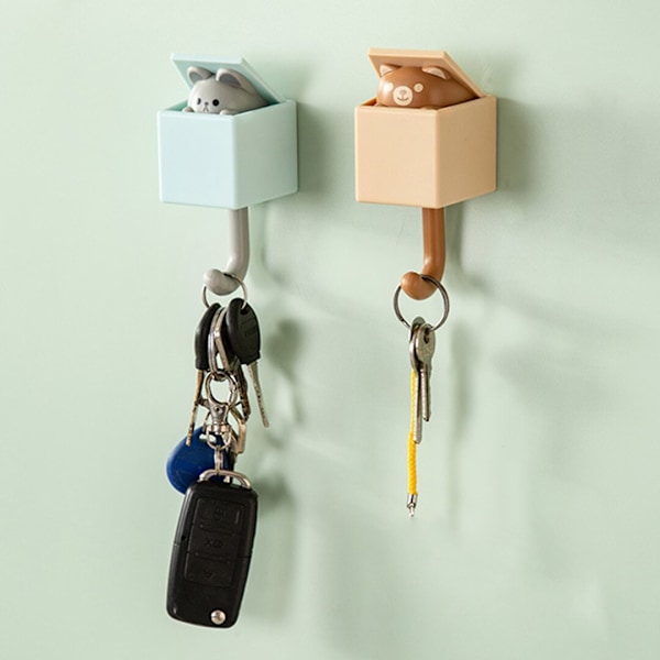 1 stk Soveværelse Dør Hangers Kroge Nøgle Paraply Håndklæde Cap Frakkestativ Vægdekoration Pink cat