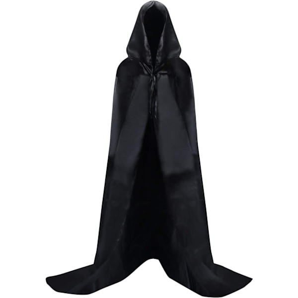 Svart kappe med hette - Middelalder vampyr heks kostyme for kvinner - Halloween kostyme - Karneval - Jul - Voksen M