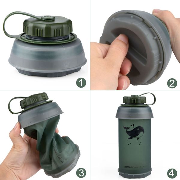 750 ml bærbar udendørs sammenklappelig sportsblød vandflaske darkgreen