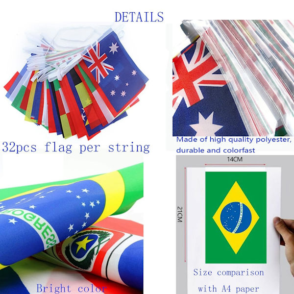 2stk World Cup flag Bunting Bunting Qatar 2022 World Cup flag 1pc 9m