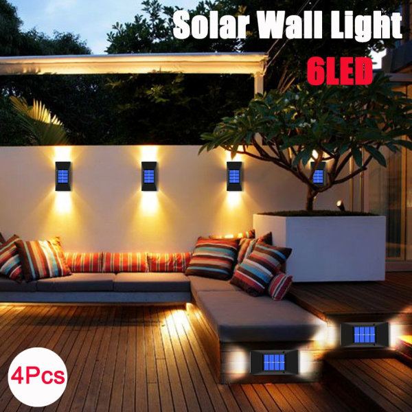 Ulkouima aurinkolamppu LED-aurinkovalo Wall Street Light Lamp Garden white 2PCS