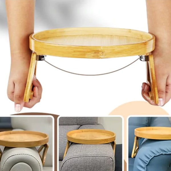 Naturlig bambus sofa Armlæn Clip-on bakke 25*25cm