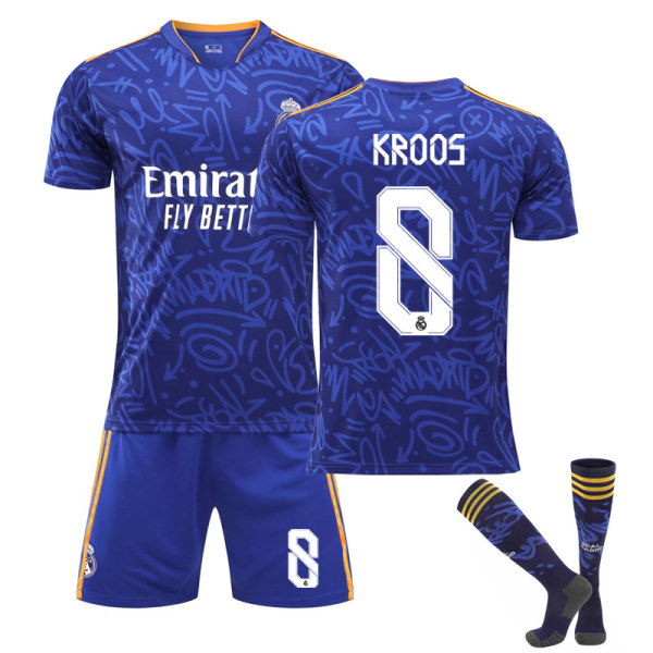 Børn / Voksen 21 22 VM Real Madrid udebanetrøje fodboldsæt Kroos-8 26#