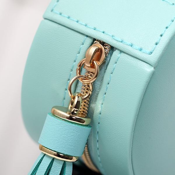 Resor Bärbara smycken Mini runda läder smycken förvaringsbox blue
