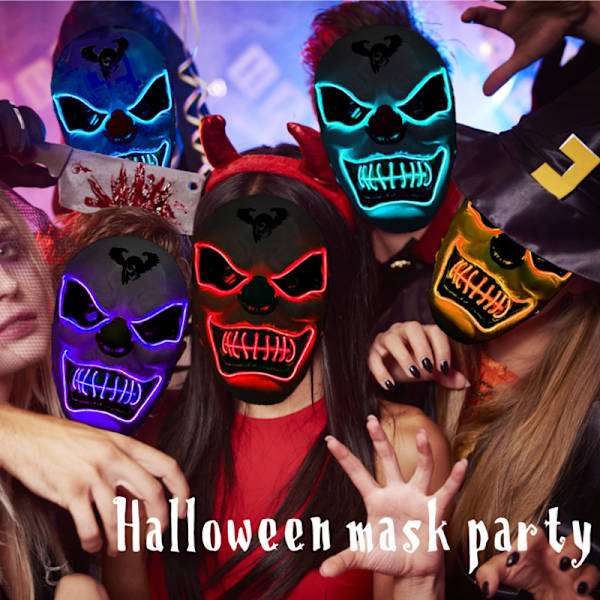halloween skräck clown glödande mask skräck rekvisita red