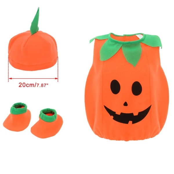 Barn Barn Halloween pumpa kostym med hatt Cosplay Orange S