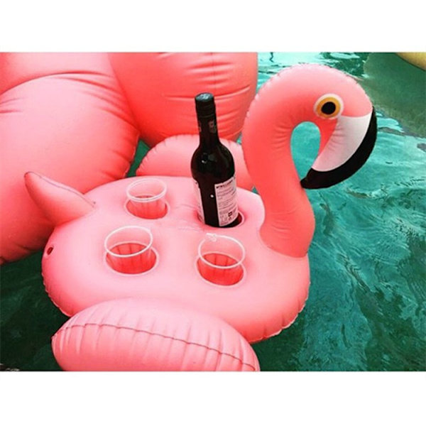 4-reikäinen puhallettava vaaleanpunainen flamingo-juomapidike allaskelluke pink 70*60cm