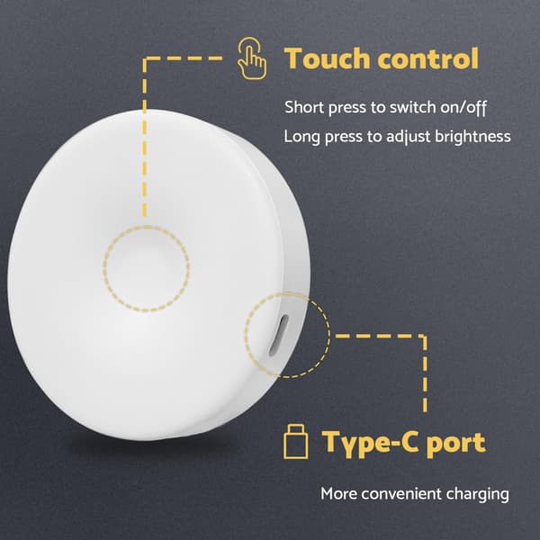 Golfbiltilbehør: Golfbilkuppellys – Universal Mini Touch Super Bright Taklys hvit