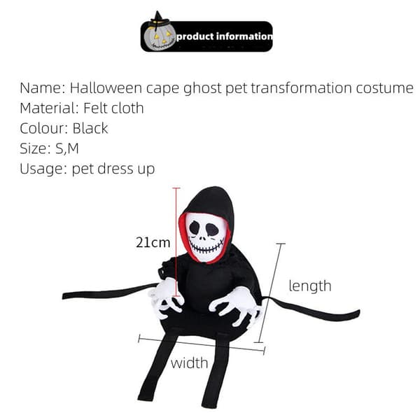 Halloween Cape Ghost Pet Transformation -asu Pet Cosplay black+white medium