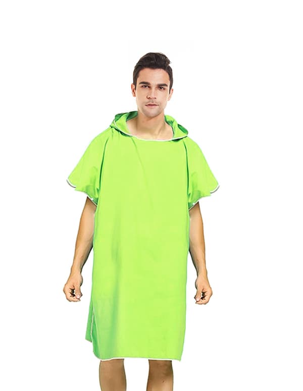 Microfiber hurtigtørrende badehåndklæde med hætte badekåbe green 110x90cm