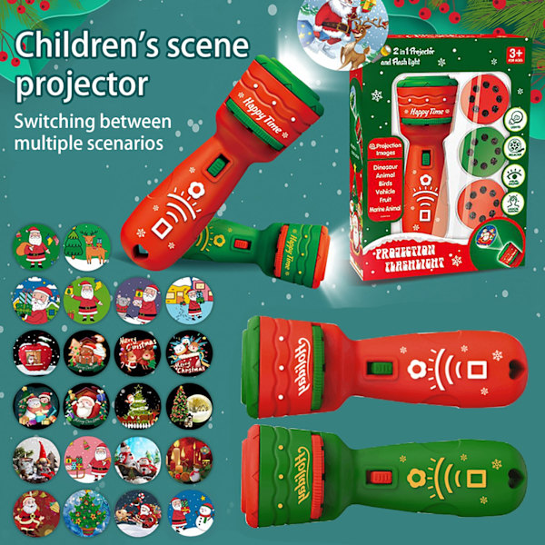 Jultomten Julgran Ficklampa Projektor Torch Lamp Toy red 4x11.5cm