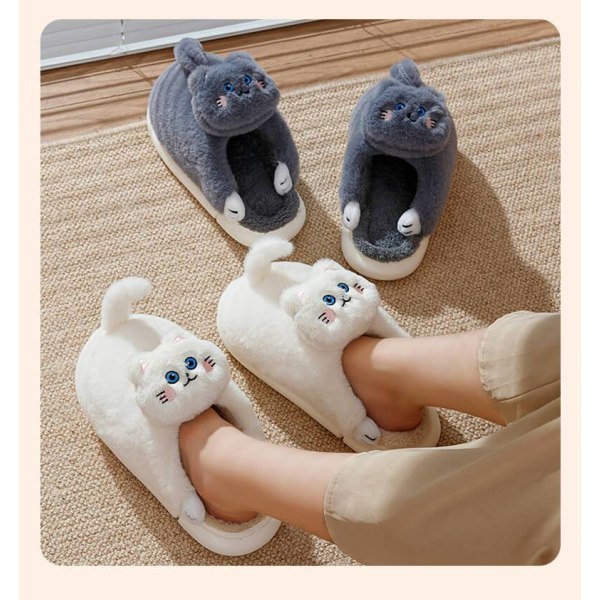 Cuddly Hug Cat Tossut Kawaii Floor Shoes Furry Tossut gray 34/35