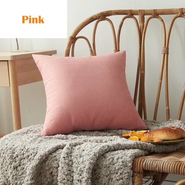 Solid vandtæt pudebetræk Enkel ren farve farvet polyester pudebetræk Vandtæt dekorativ pudebetræk til sofa Pink 45X45CM