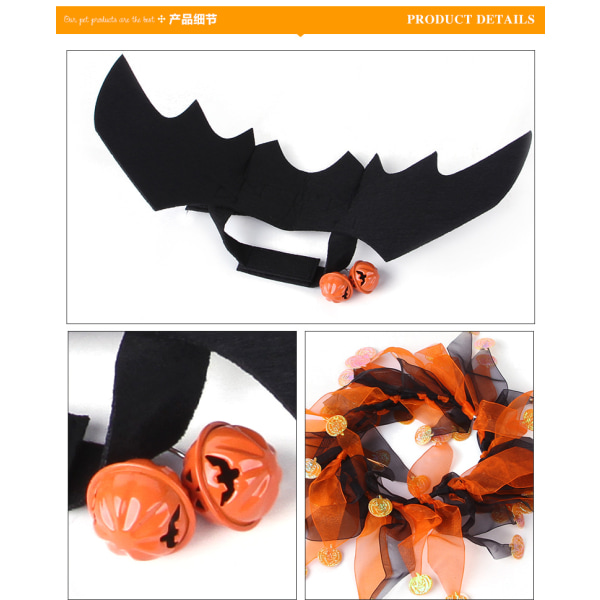 Halloween kostume til kattehund Halloween-tøj Sjovt cosplay black+orange 4 pcs